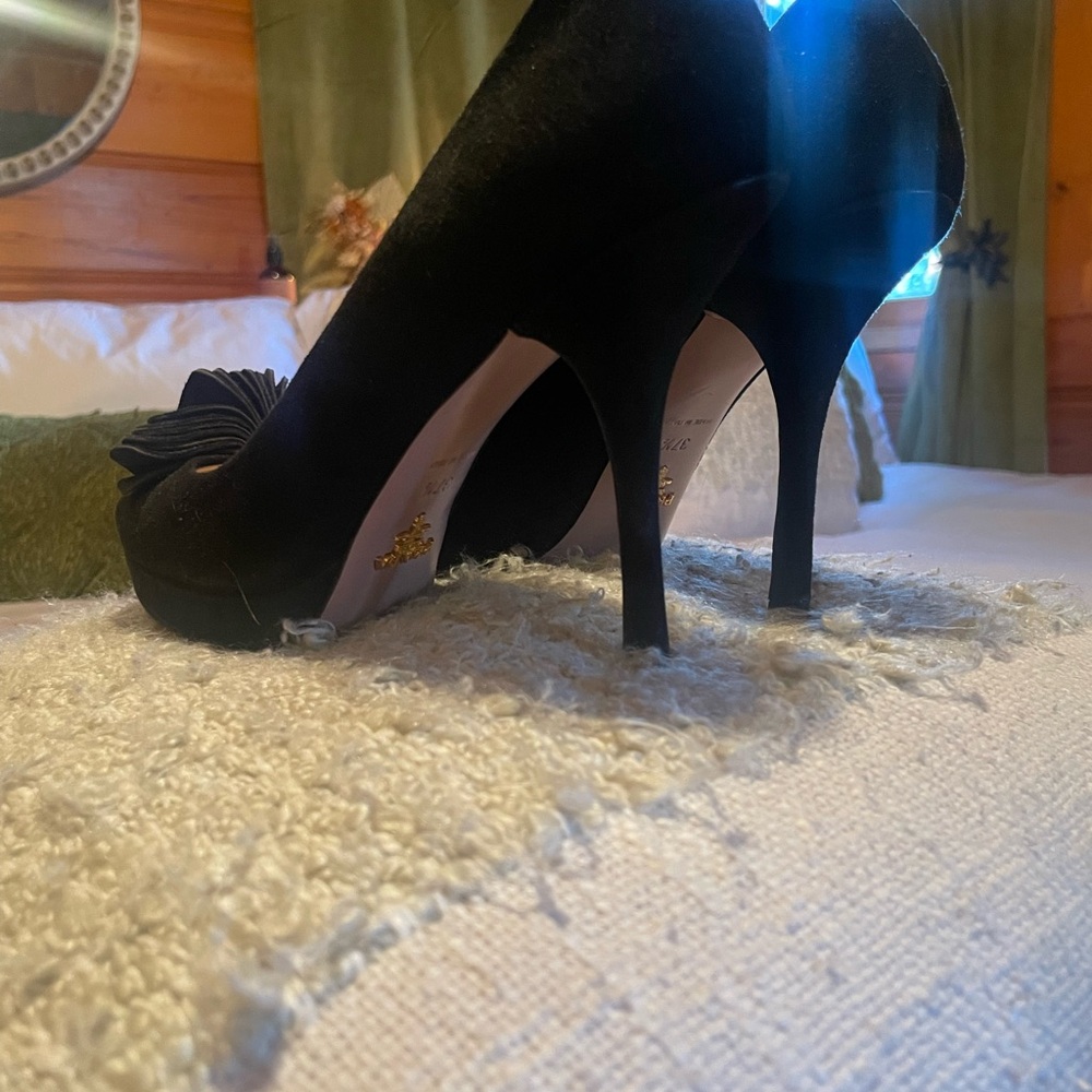 Prada Black Peep-Toe Heels - Picture 2 of 4
